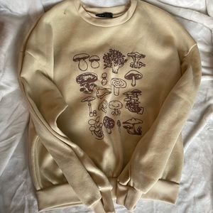 Yellow mushroom crew neck